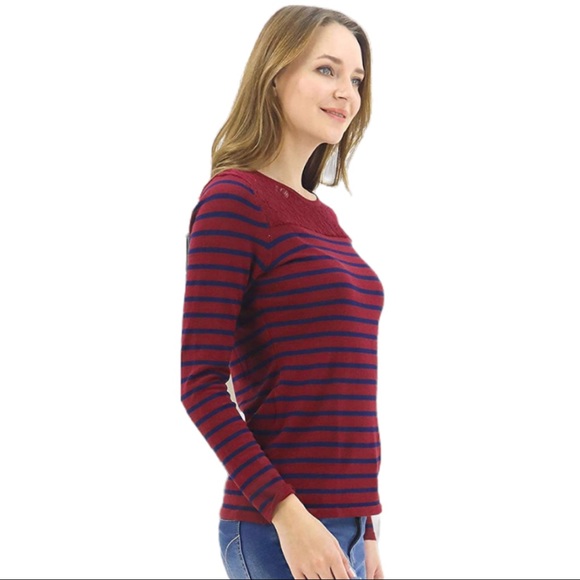 Benancy Purple Blue Striped Pullover Sweater - Picture 5 of 5